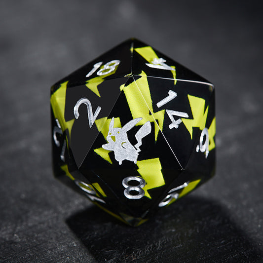 Pikachu Lightning Tail Black Resin Pokemon Pikachu DnD D&D Dice Set