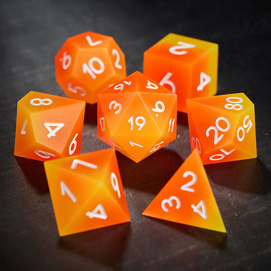 Orange Yellow Resin DnD D&D Dice Set