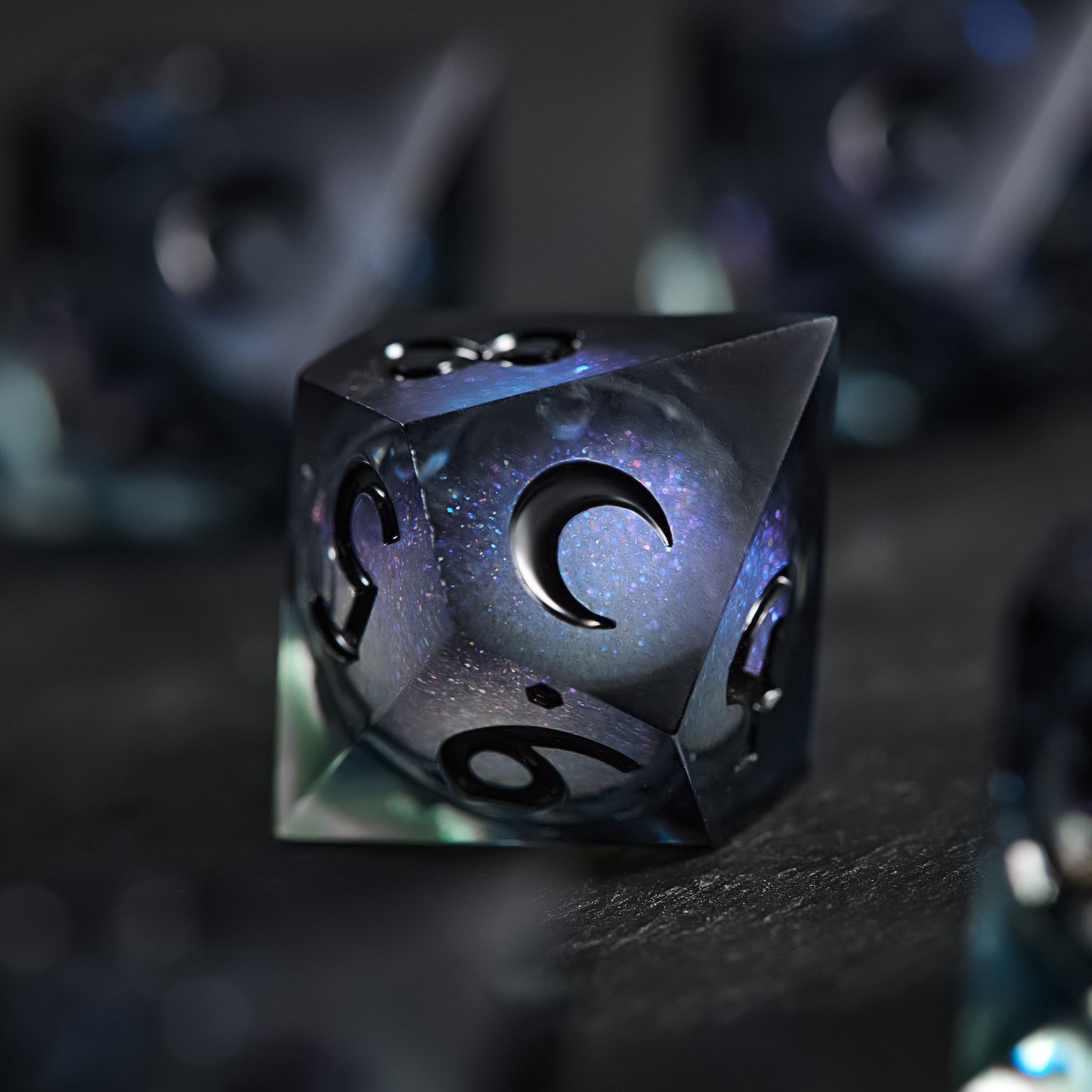 Grayish Blue Liquid Core Resin Dice Vampire Dice D10