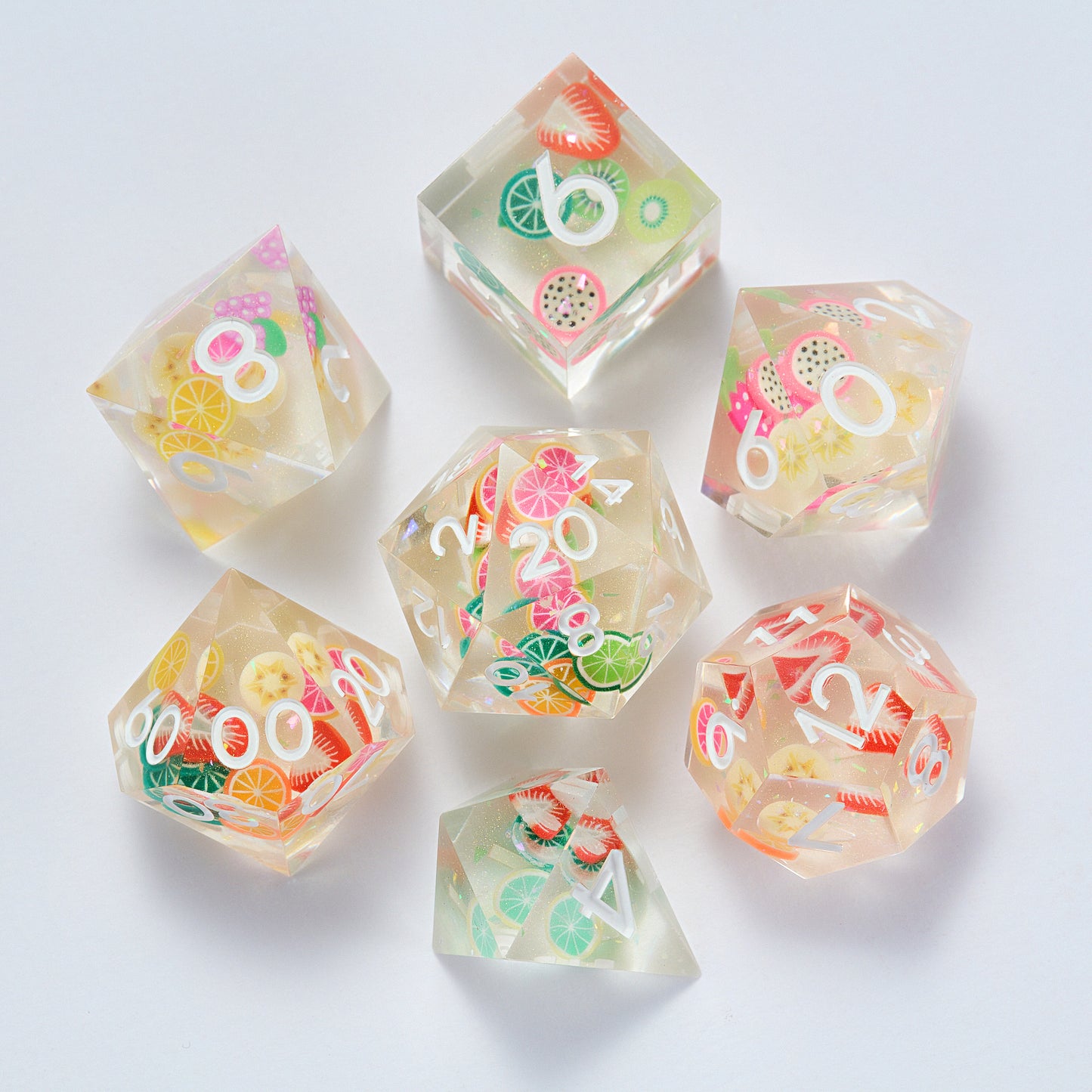 Random Mixed Fruit Resin DnD D&D Dice Set