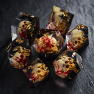 Red Black Coral Skull Resin DnD D&D Dice Set