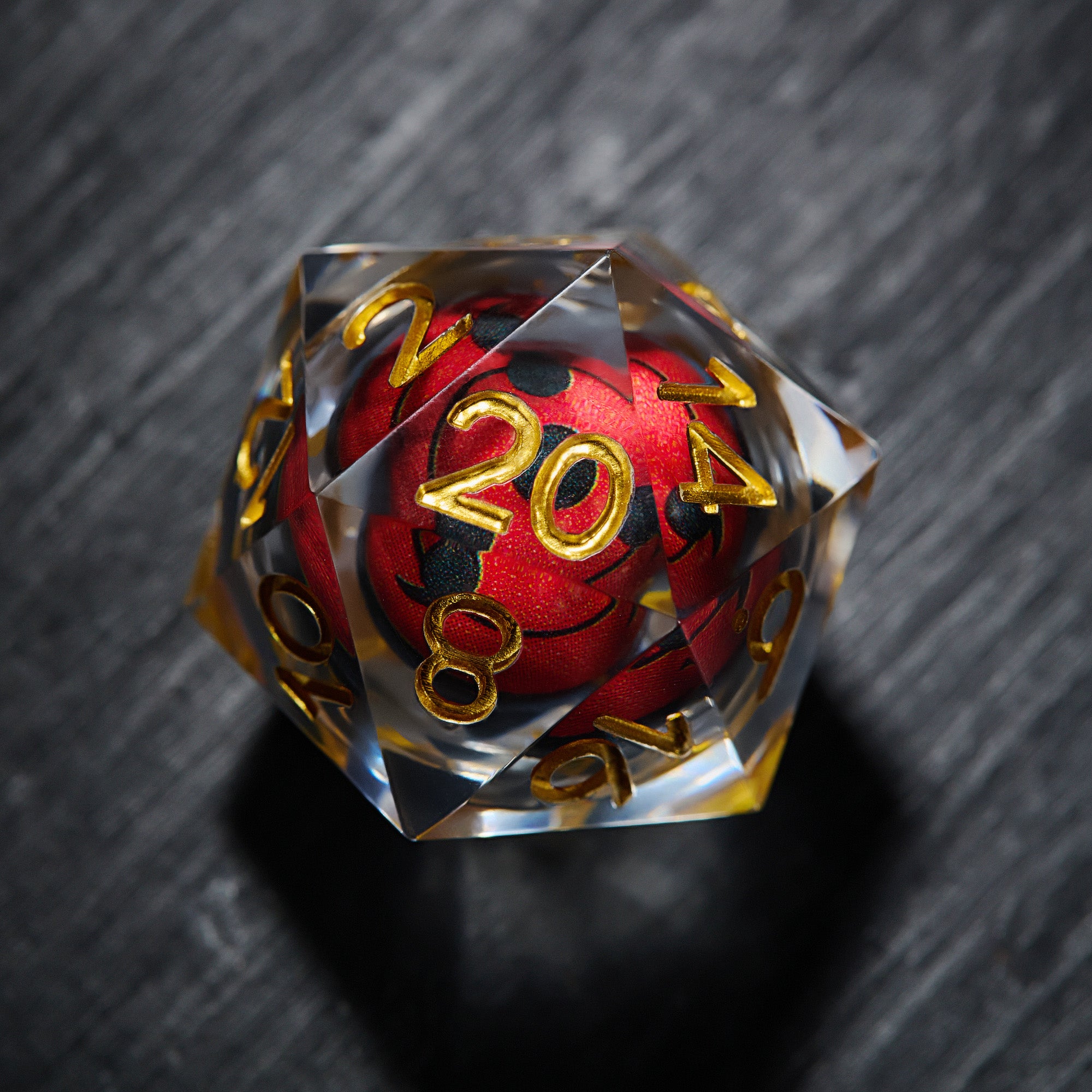 Floating Red Sharingan Eye Liquid Core Resin DnD D&D Dice Set