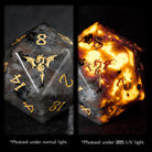 Yooperlite UV Reactive Gemstone Flying Dragon DnD D&D Dice Set