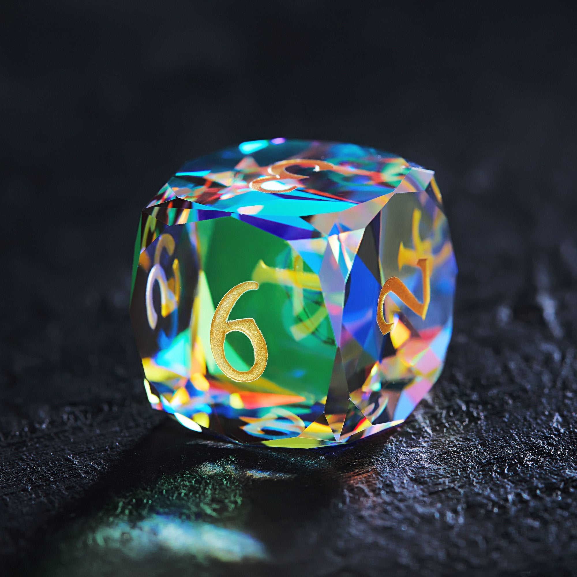 Multifaceted Fantastic Glass Flying Dragon DnD D&D Dice Set
