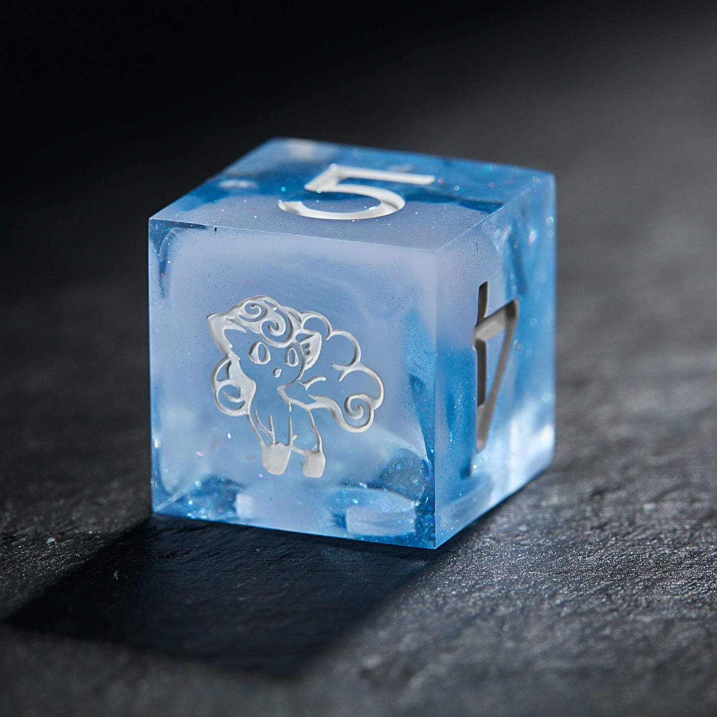 Ice Blue Resin Pokemon Alolan Vulpix DnD D&D Dice Set