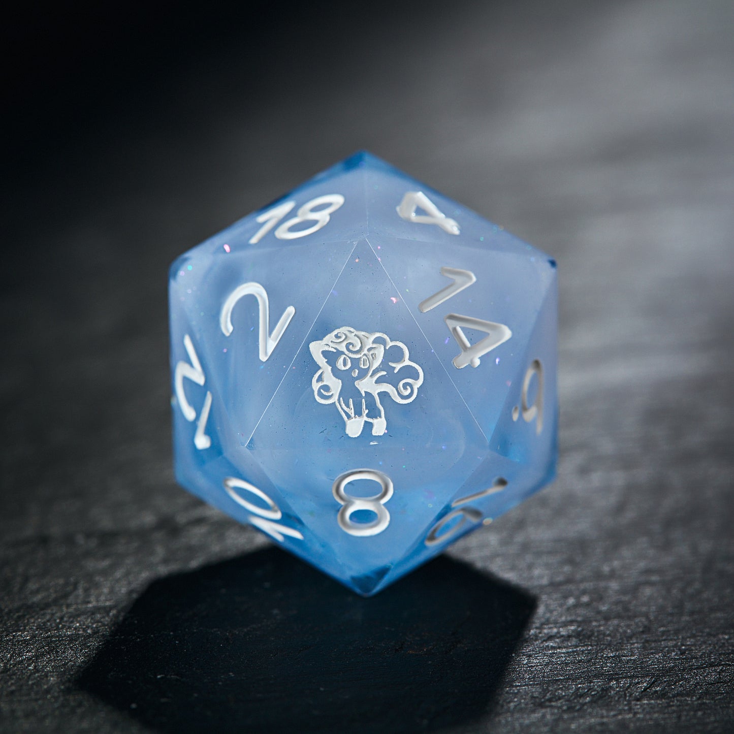 Ice Blue Resin Pokemon Alolan Vulpix DnD D&D Dice Set