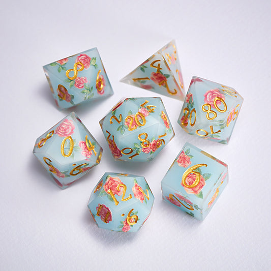 Rose Fairyland Resin DnD D&D Dice Set