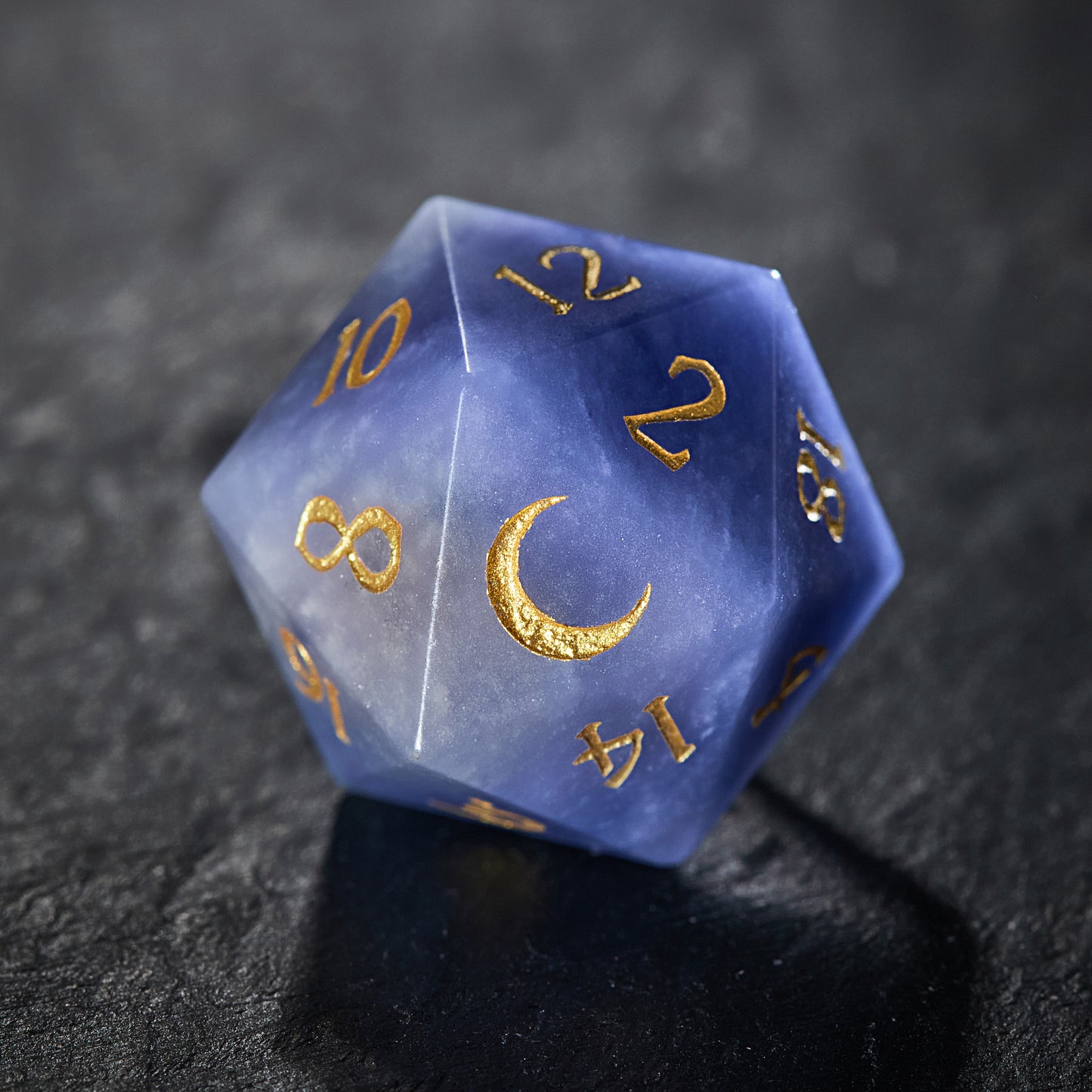 Blue Yooperlite UV Reactive Gemstone Moon DnD D&D Dice Set