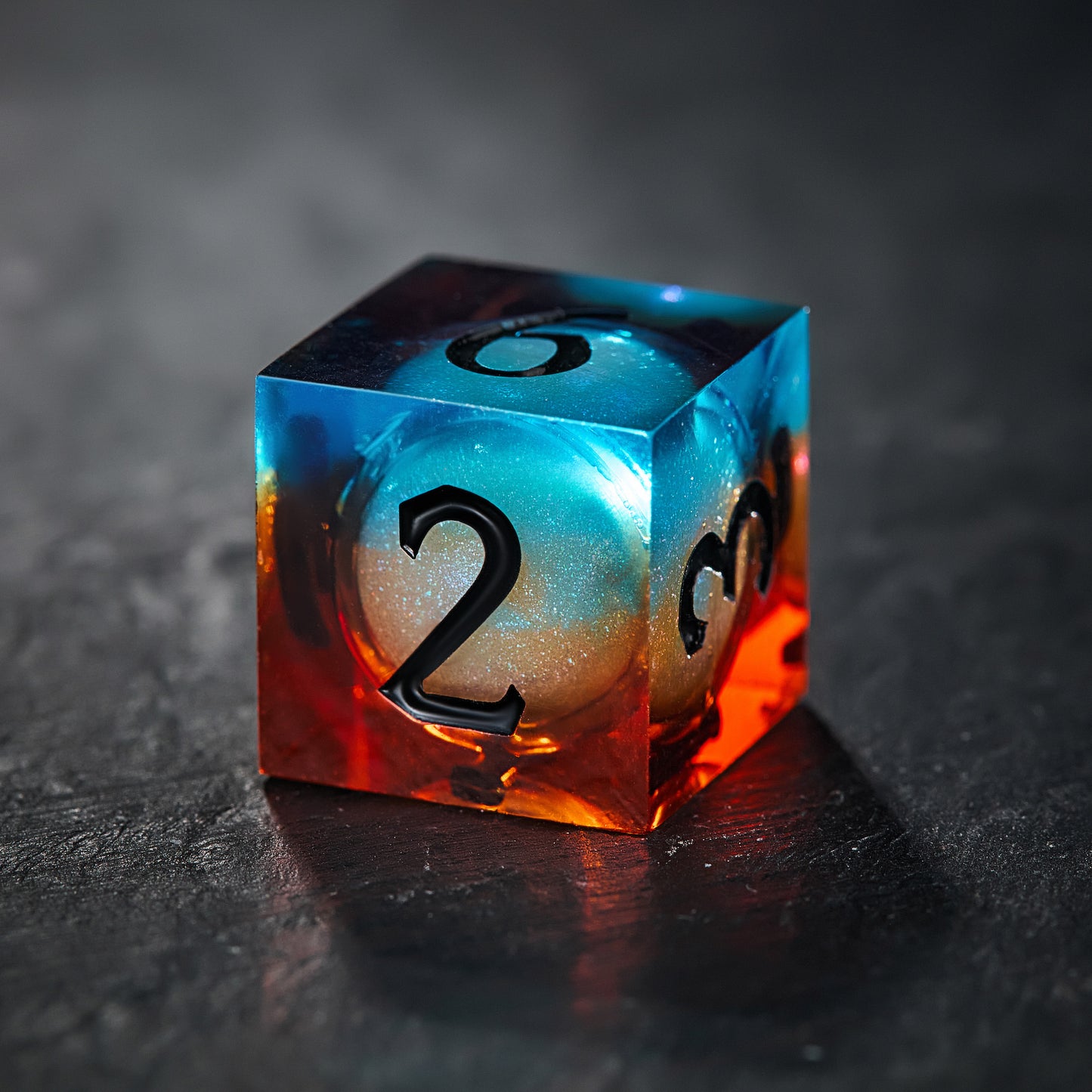 Blue Galaxy Liquid Core Resin Flying Dragon DnD D&D Dice Set