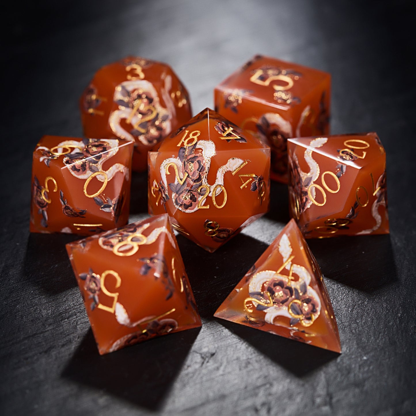 Flower and Snake Resin DnD D&D Dice Set