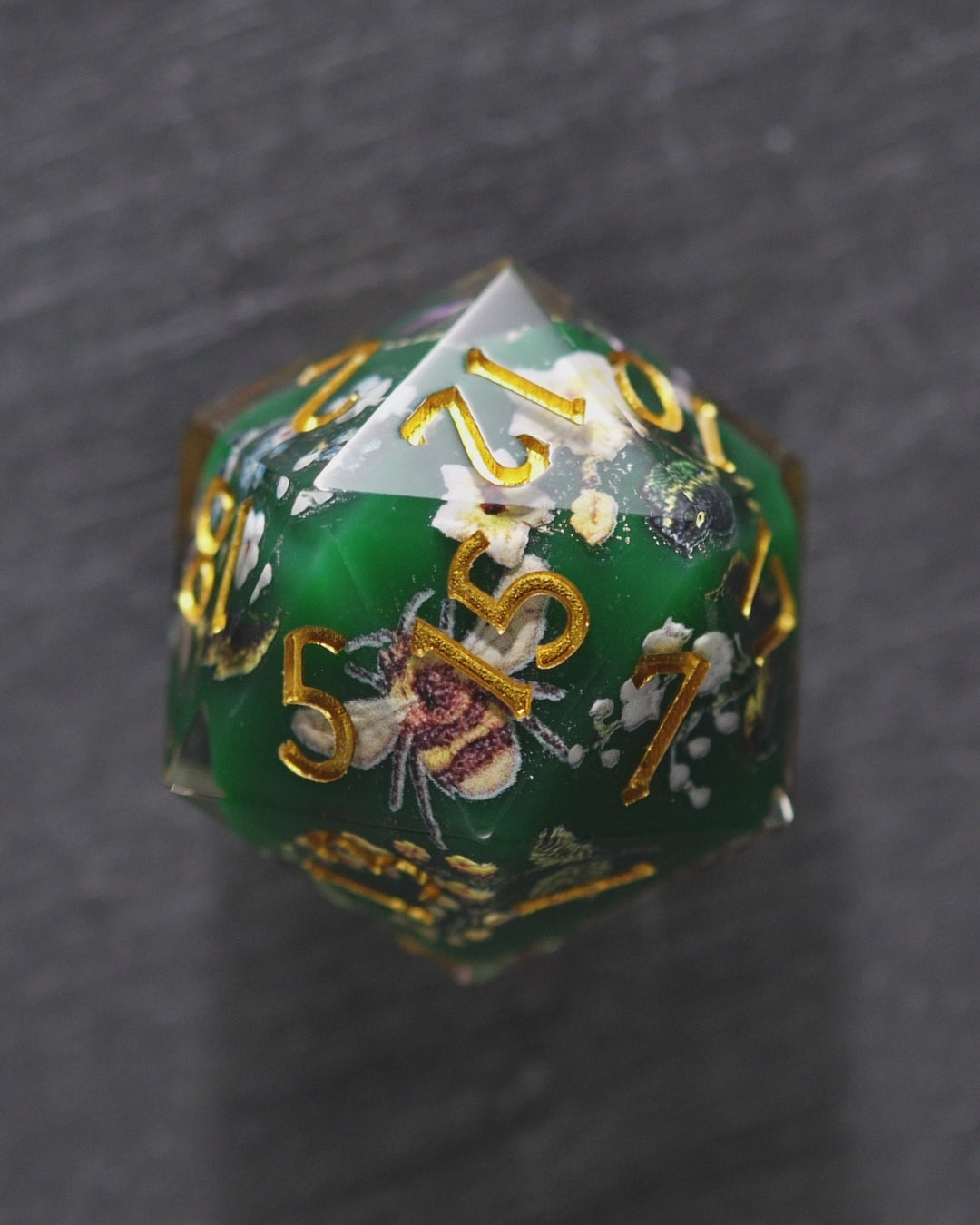 Honey Bee and Flowers Resin DnD D&D Dice Set