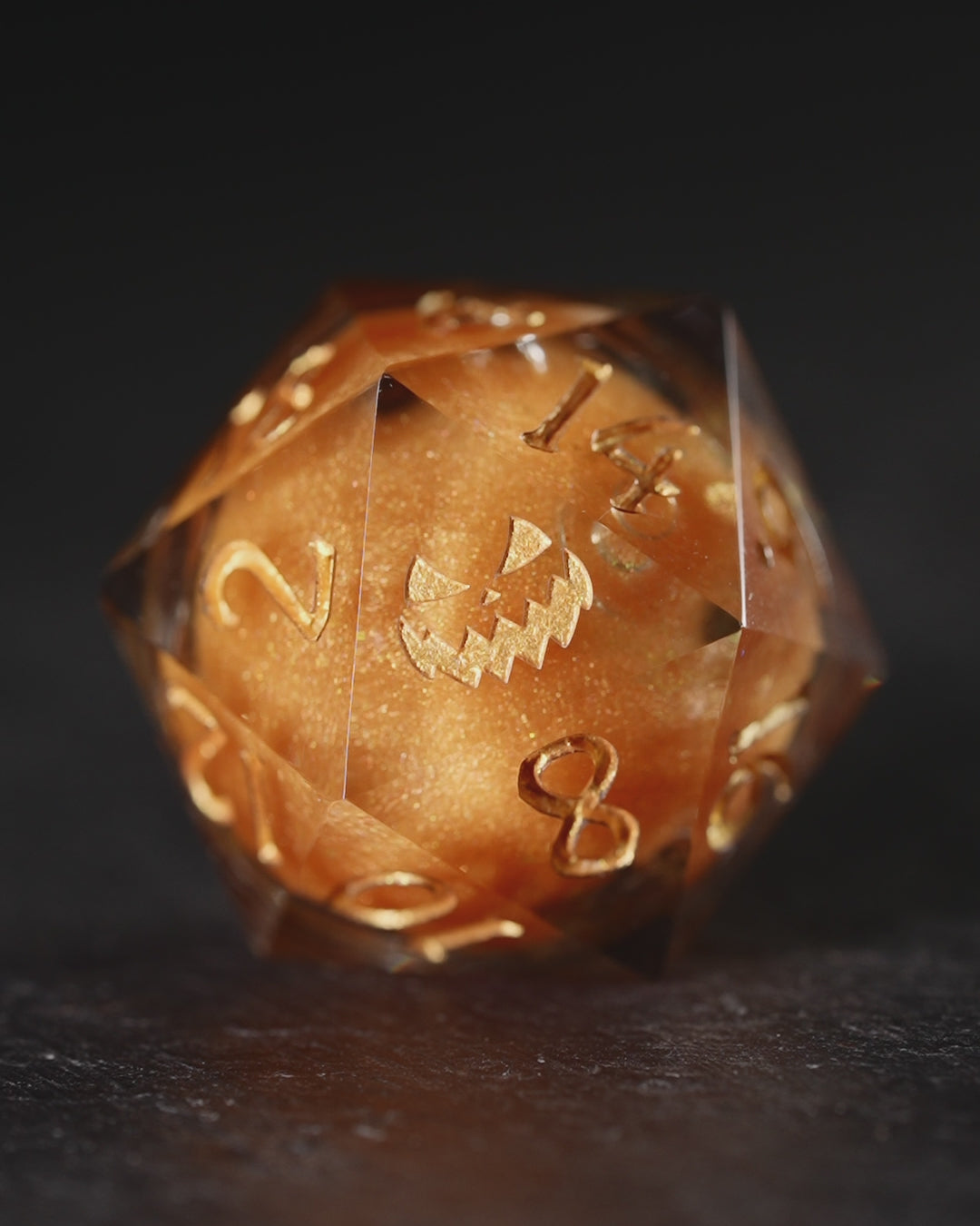 Orange Sand Liquid Core Halloween Pumpkin DnD D&D Dice – CrystalMaggie