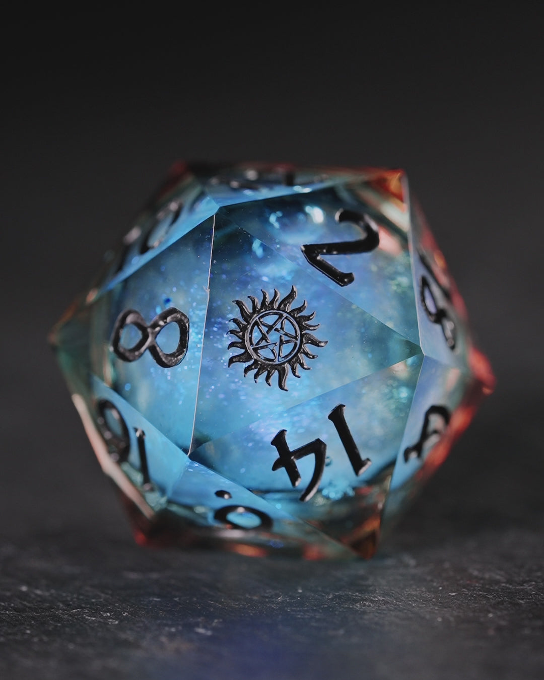 Blue Galaxy Liquid Core Resin Supernatural Anti-possession DnD D&D Dice Set