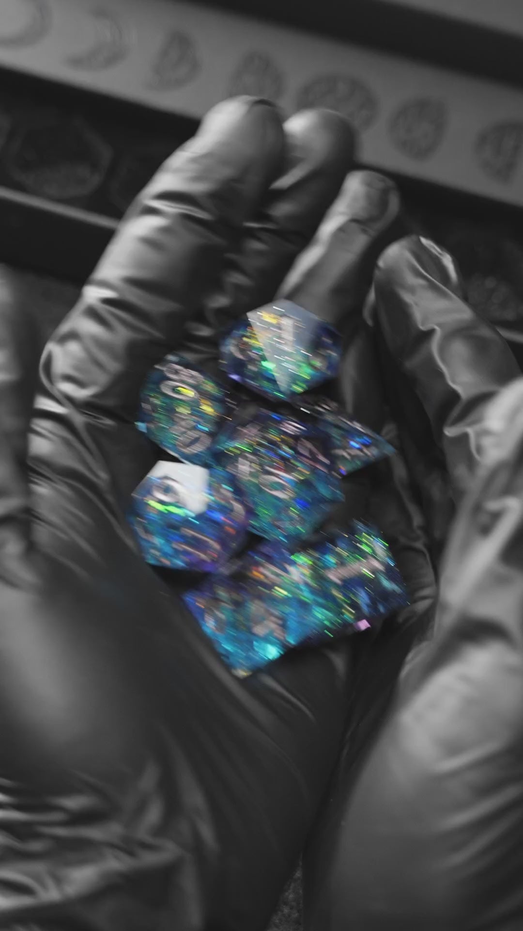 Purple Blue Glitter Resin F Word DnD D&D Dice Set