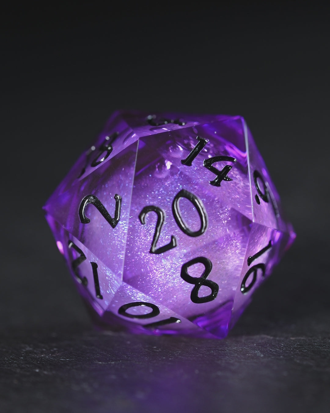 Purple Liquid Core Resin Galaxy DnD D&D Dice Set