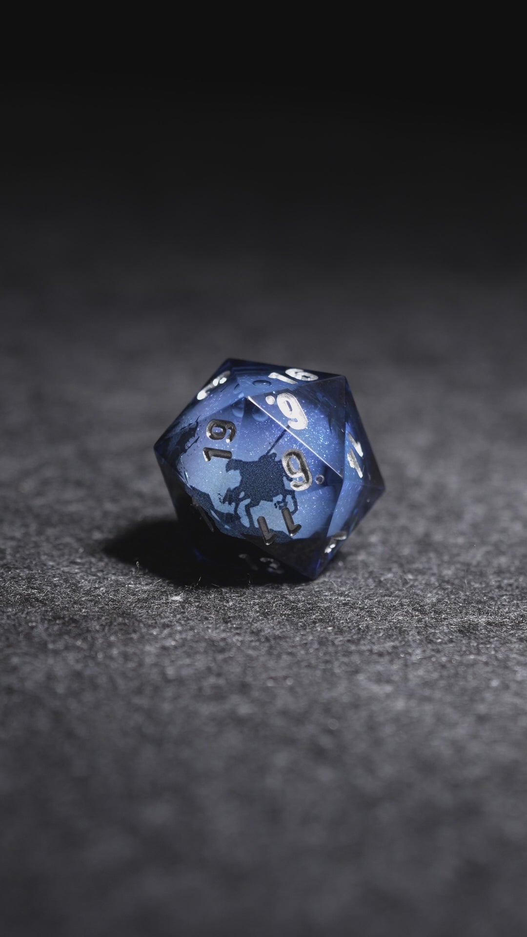 Fellowship of the Ring-inspired Blue Liquid Core Resin DnD D&D Dice Set