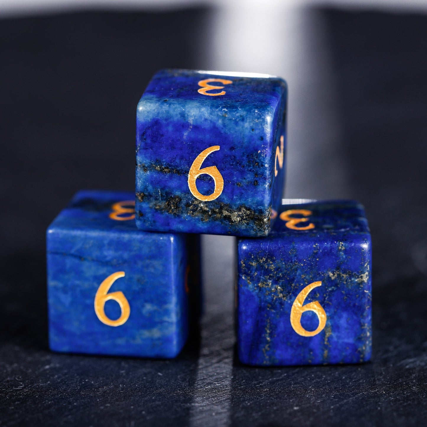 Lapis Lazuli Gemstone Moon DnD D&D Dice Set - CrystalMaggie