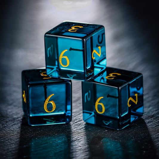 Dark Blue Glass DnD D&D Dice D6 - CrystalMaggie