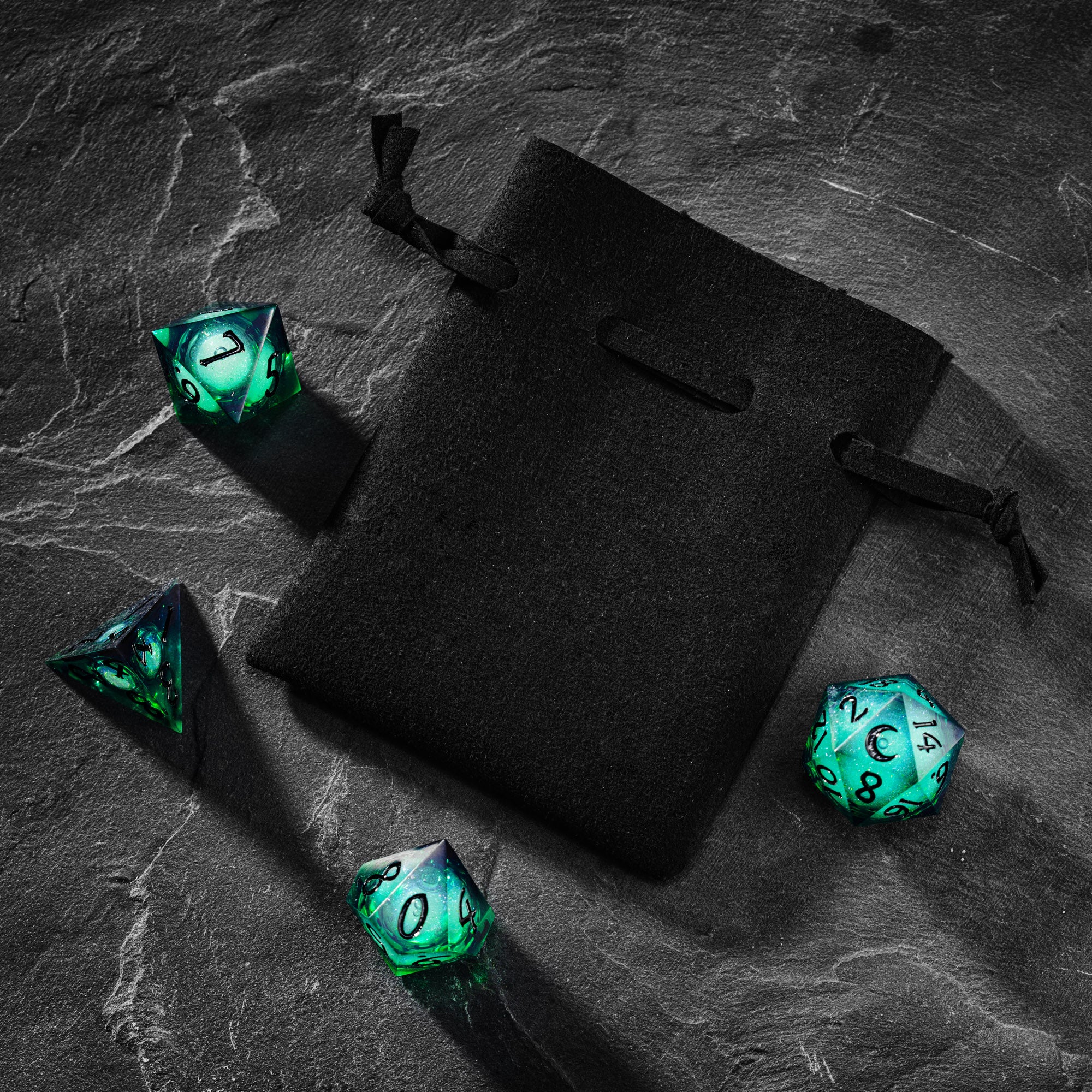 Synthetic Leather Black Dice Bag Moon Phase Cat Motif - CrystalMaggie