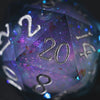 Dark Blue Liquid Core Resin Galaxy DnD D&D Dice D20 Necklace