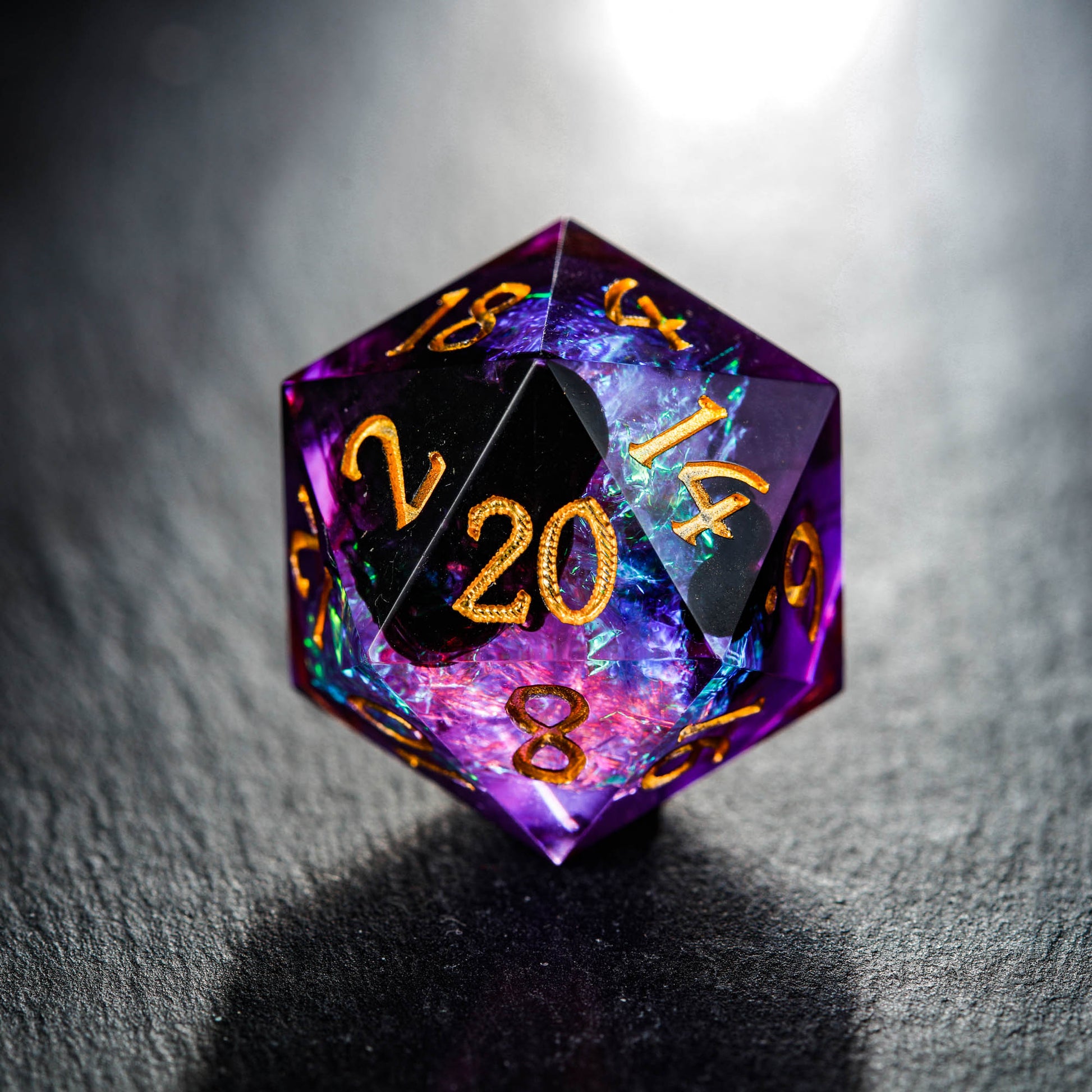 Purple Glitter Galaxy Dice DnD D&D Dice Set - CrystalMaggie