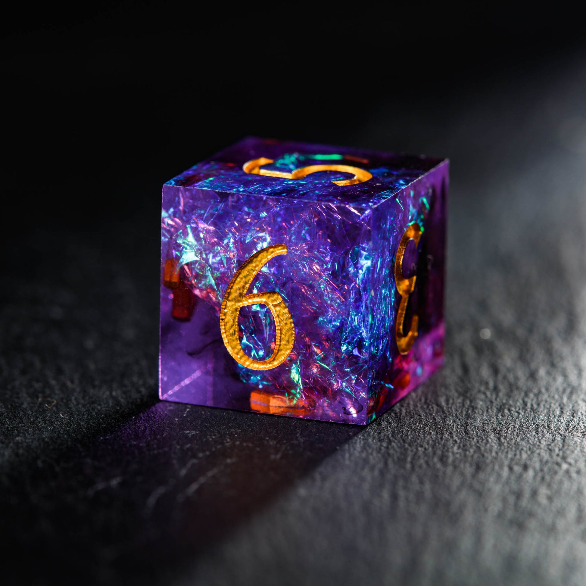 Purple Glitter Galaxy Dice DnD D&D Dice Set - CrystalMaggie