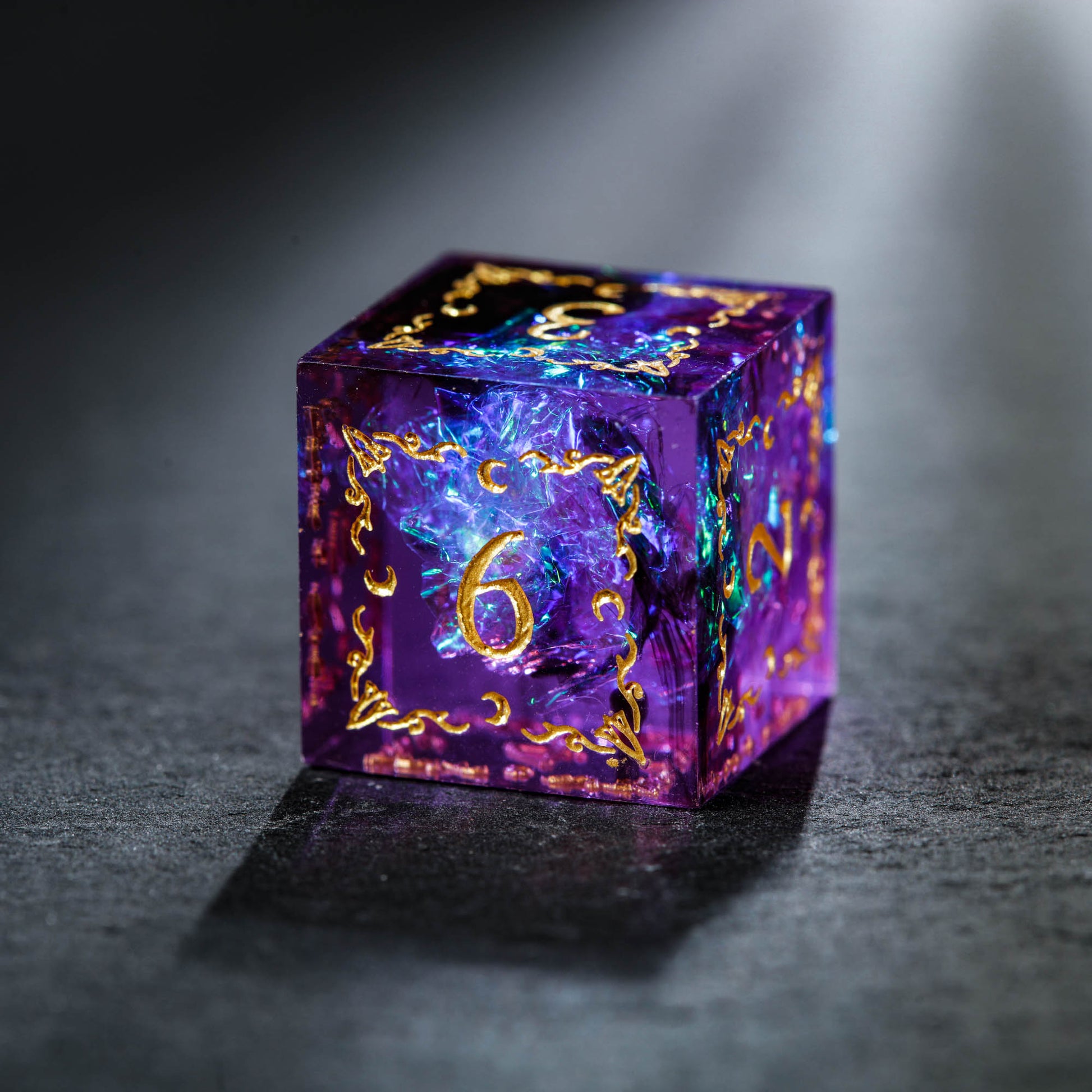 Purple Glitter Dice Bunny DnD D&D Dice Set - CrystalMaggie