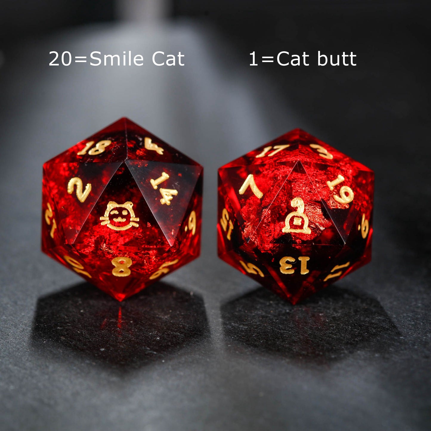 Black Red Cat Butt DnD D&D Dice Set