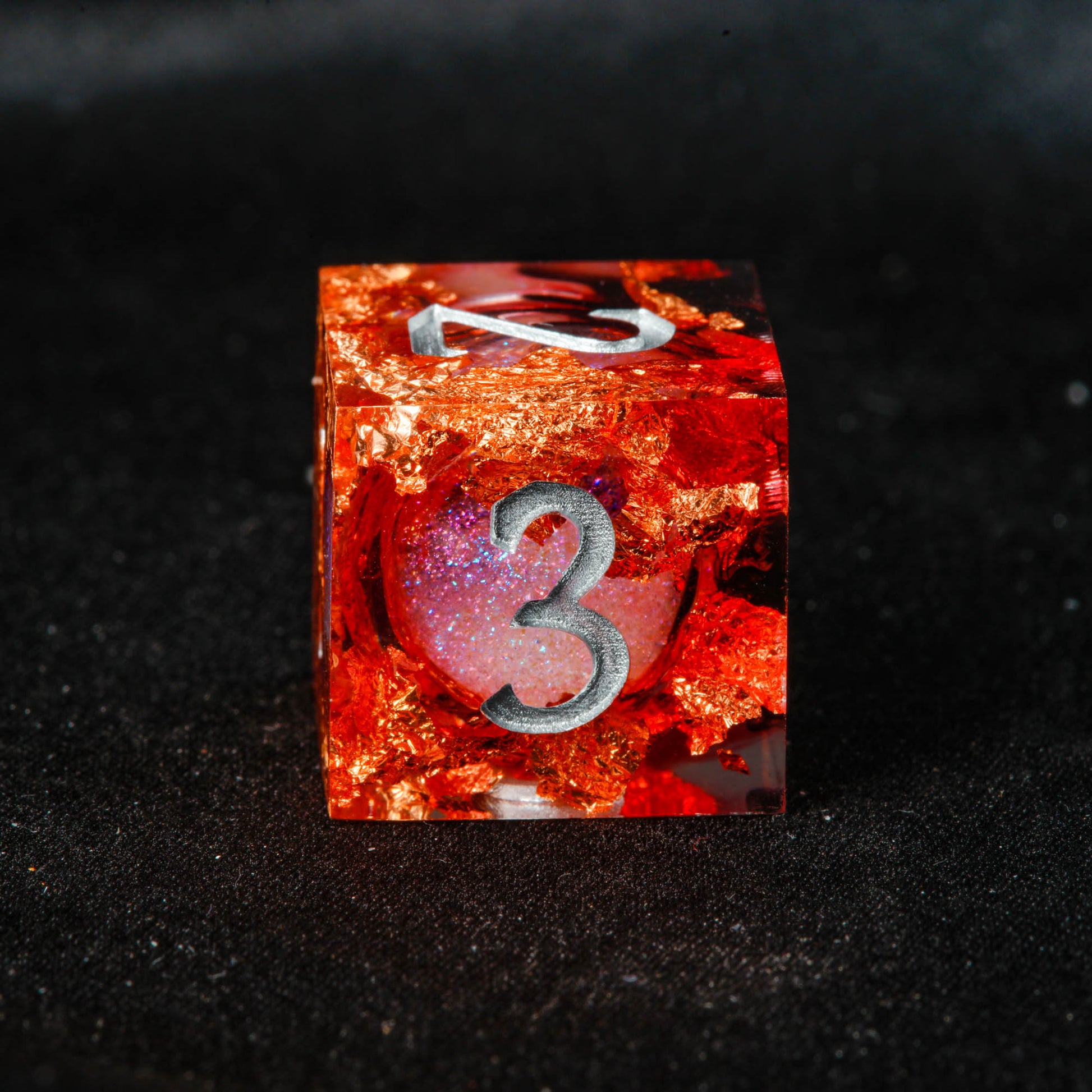 Red Glitter Liquid Core DnD D&D Dice Set - CrystalMaggie
