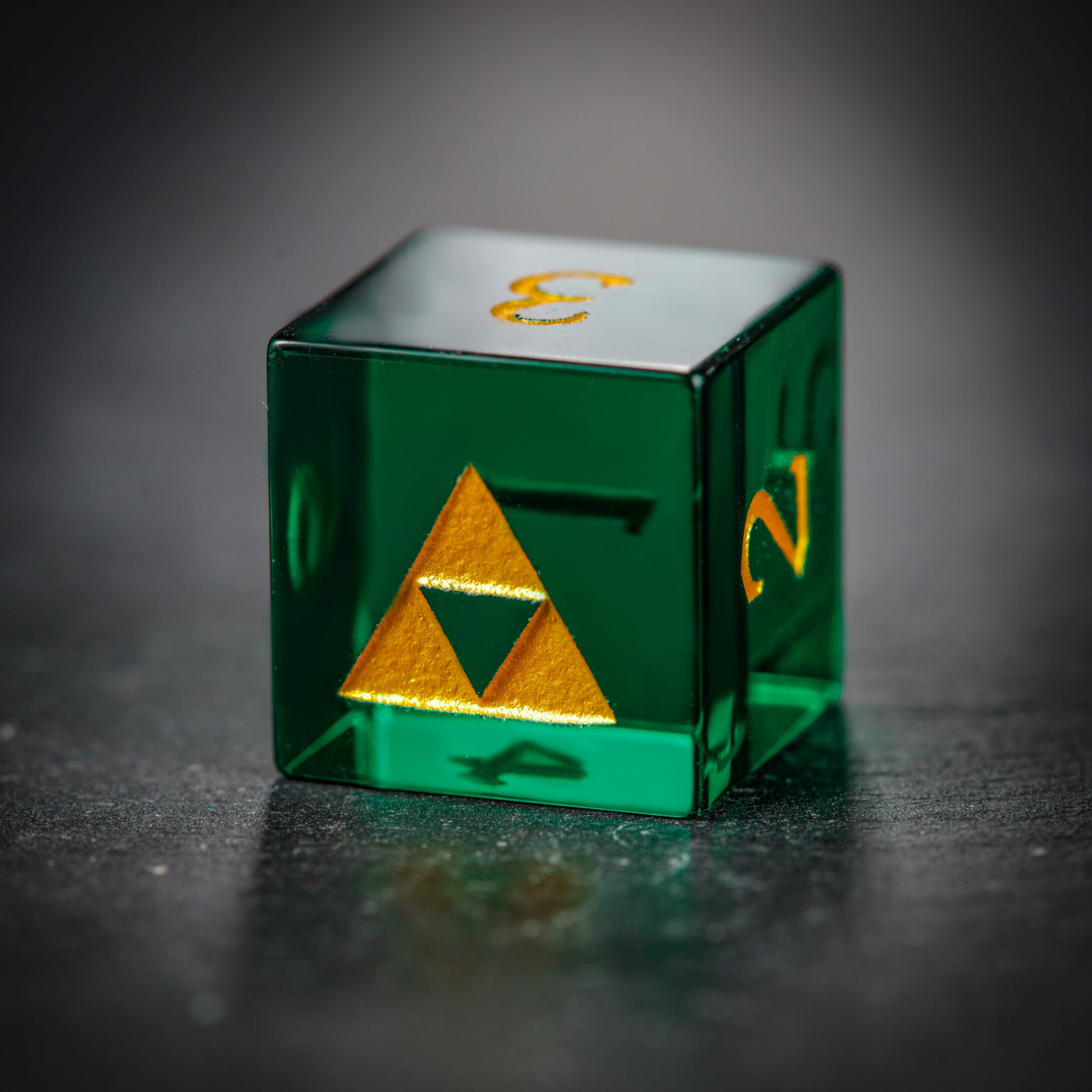 Green Glass All Zelda DnD D&D Dice Set - CrystalMaggie