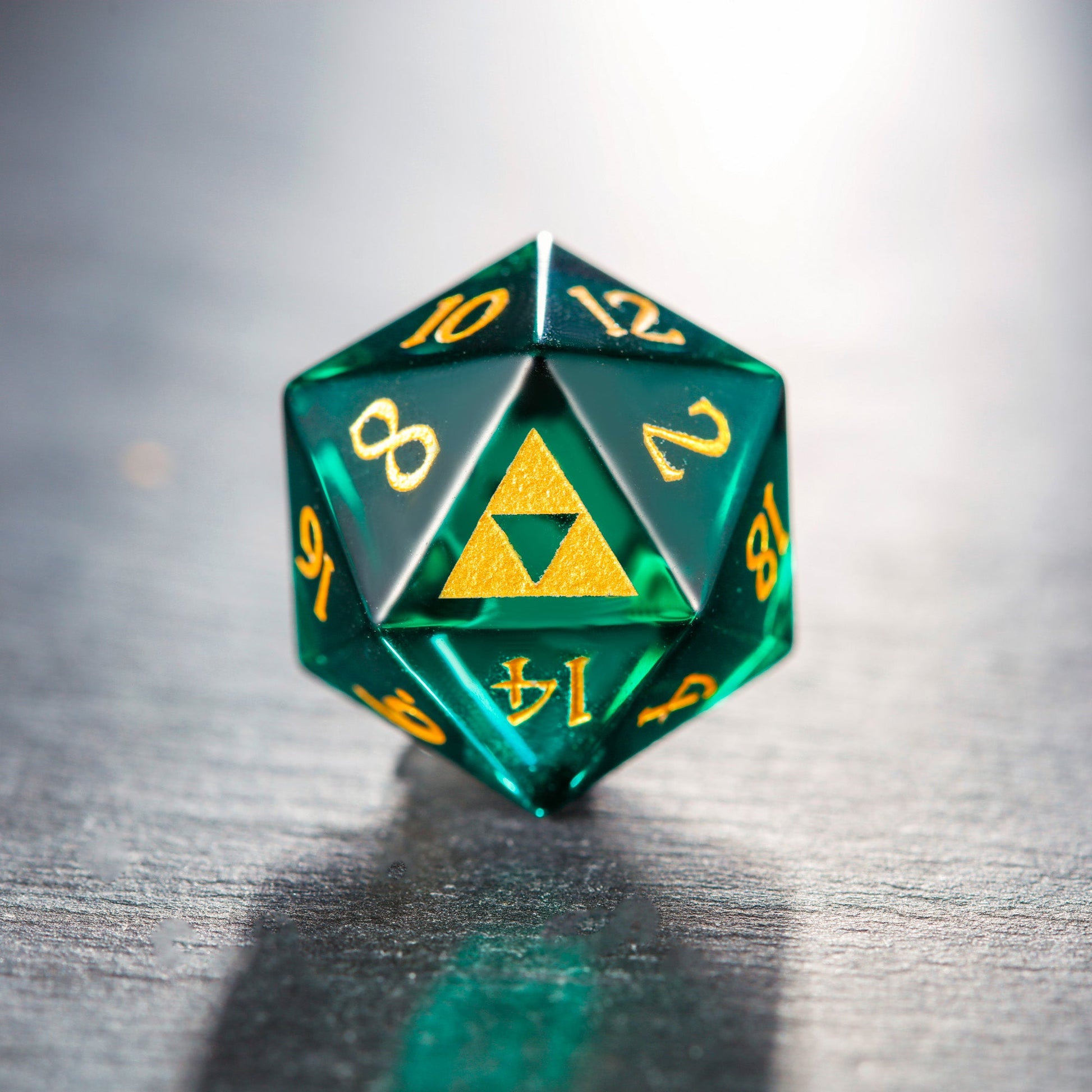 Green Glass Zelda DnD D&D Dice Chonk D20 - CrystalMaggie