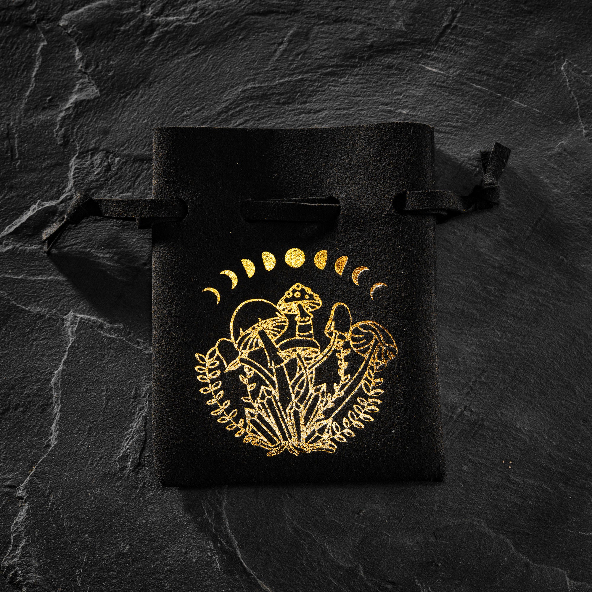 Synthetic Leather Black Dice Bag Mushroom Motif - CrystalMaggie