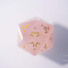 Rose Quartz Gemstone Axolotl F*ck DnD D&D Dice Set - CrystalMaggie