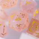 Rose Quartz Gemstone Axolotl F*ck DnD D&D Dice Set - CrystalMaggie