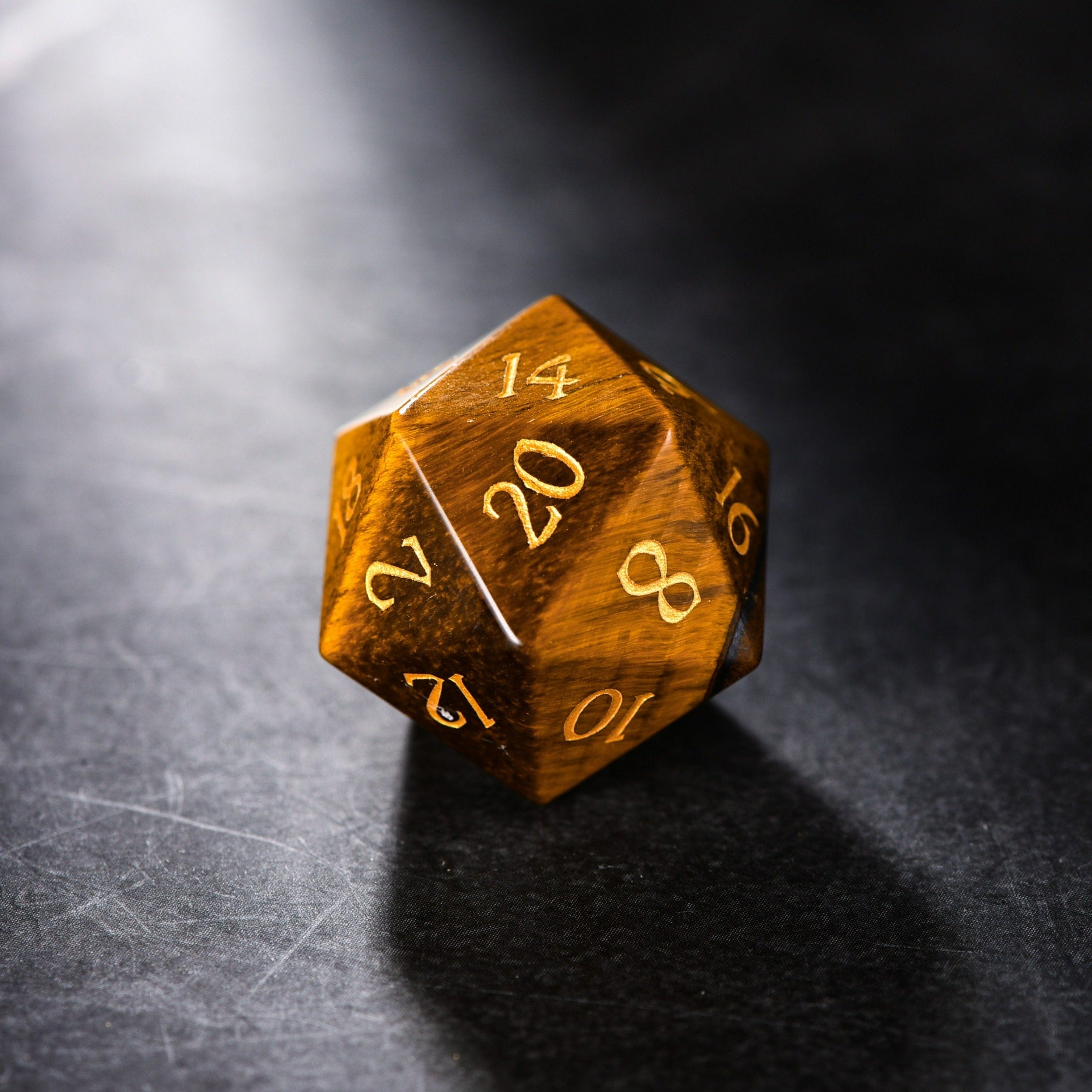 Tiger's Eye Gemstone DnD D&D Dice Set - CrystalMaggie