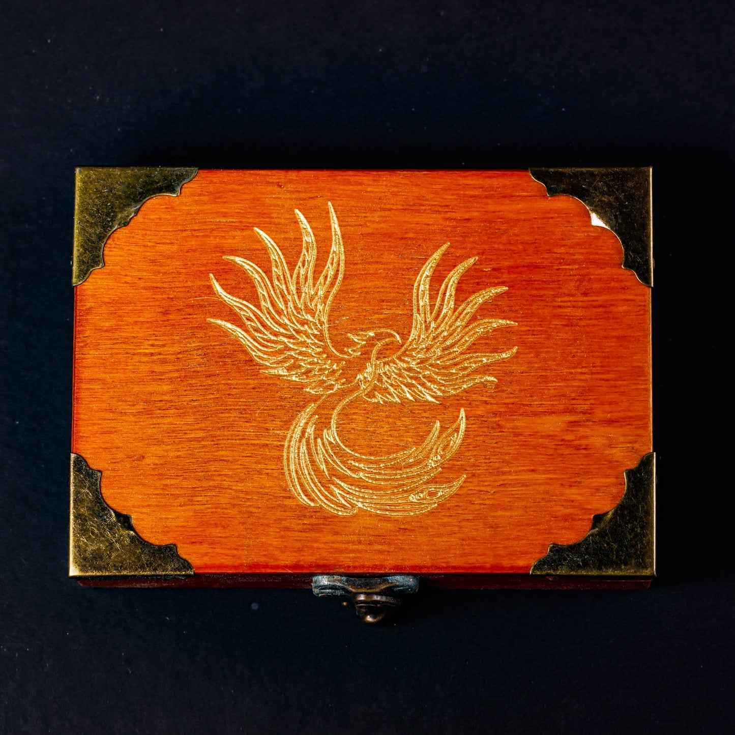 Retro Wood Phoenix Motif DnD D&D Dice Box - CrystalMaggie