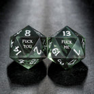Smoky Dark Olive F Word DnD D&D Dice Set - CrystalMaggie