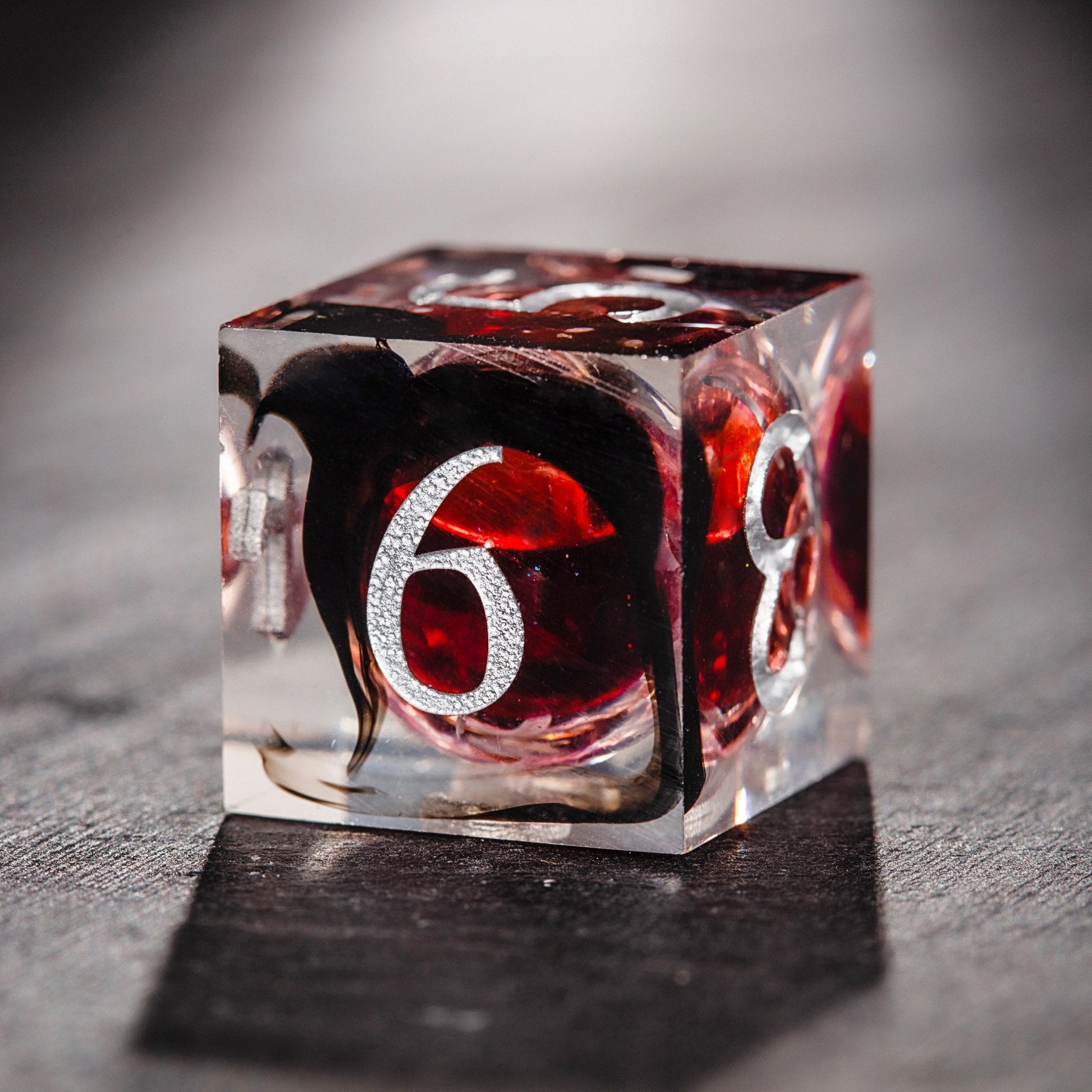 Blood Red Liquid Core DnD D&D Dice Set - CrystalMaggie