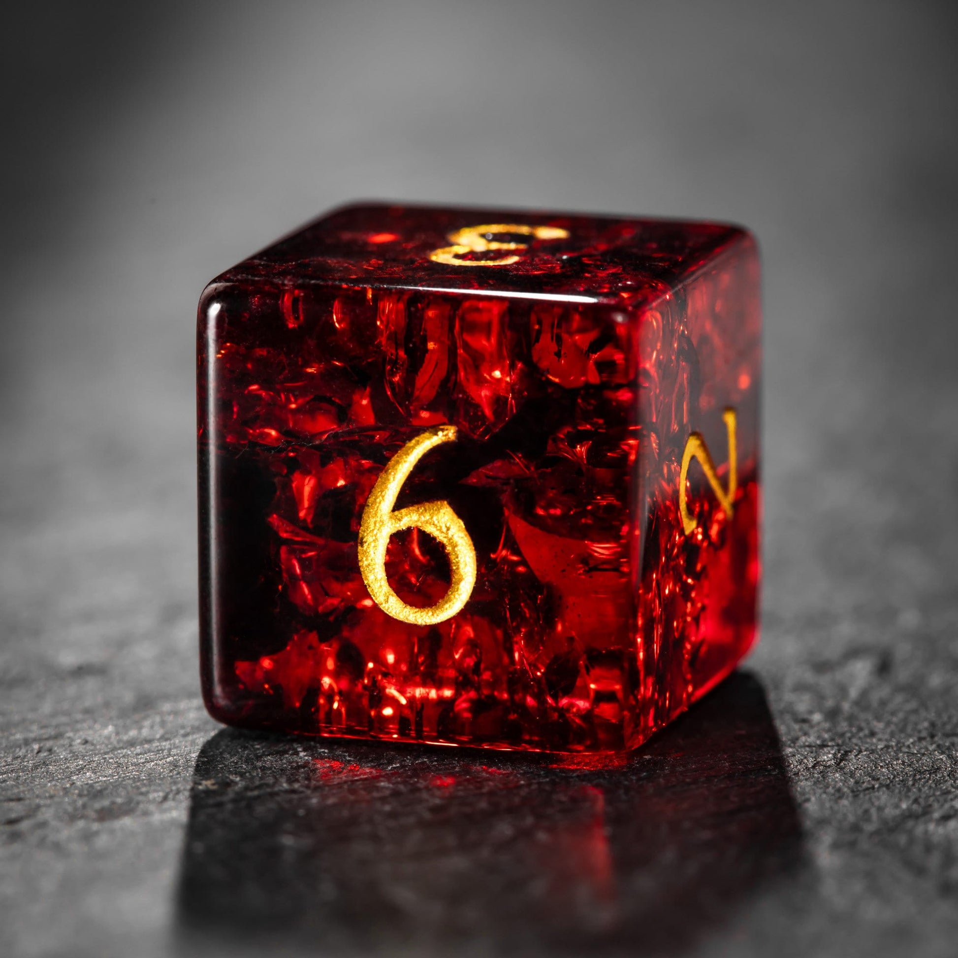 Red Lightning Glass Dragon DnD D&D Dice Set - CrystalMaggie