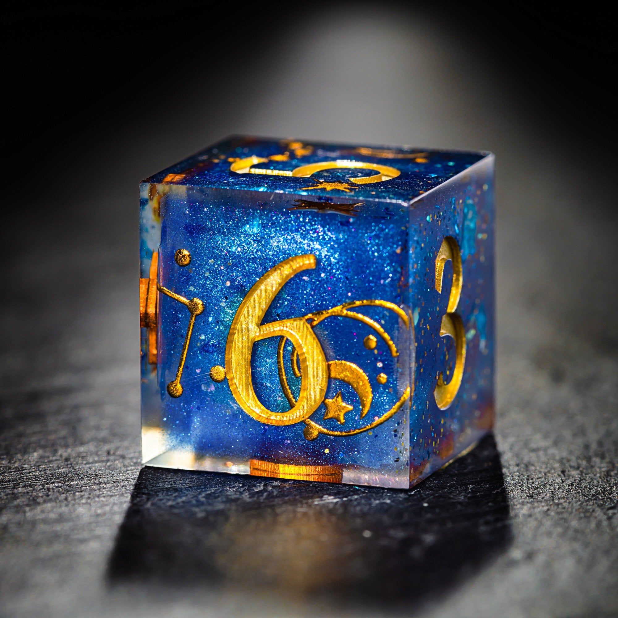 Sapphire Blue Astrology DnD D&D Dice Set - CrystalMaggie