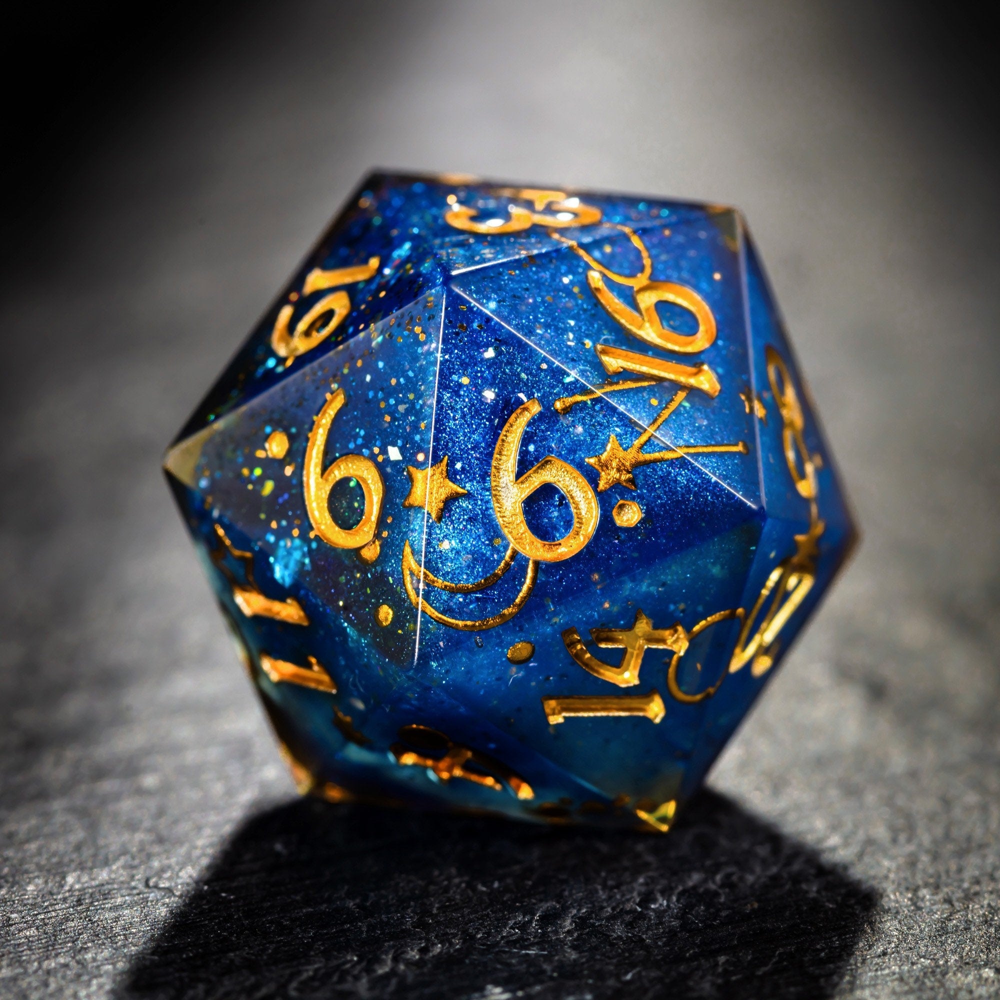 Sapphire Blue Astrology DnD D&D Dice Set - CrystalMaggie