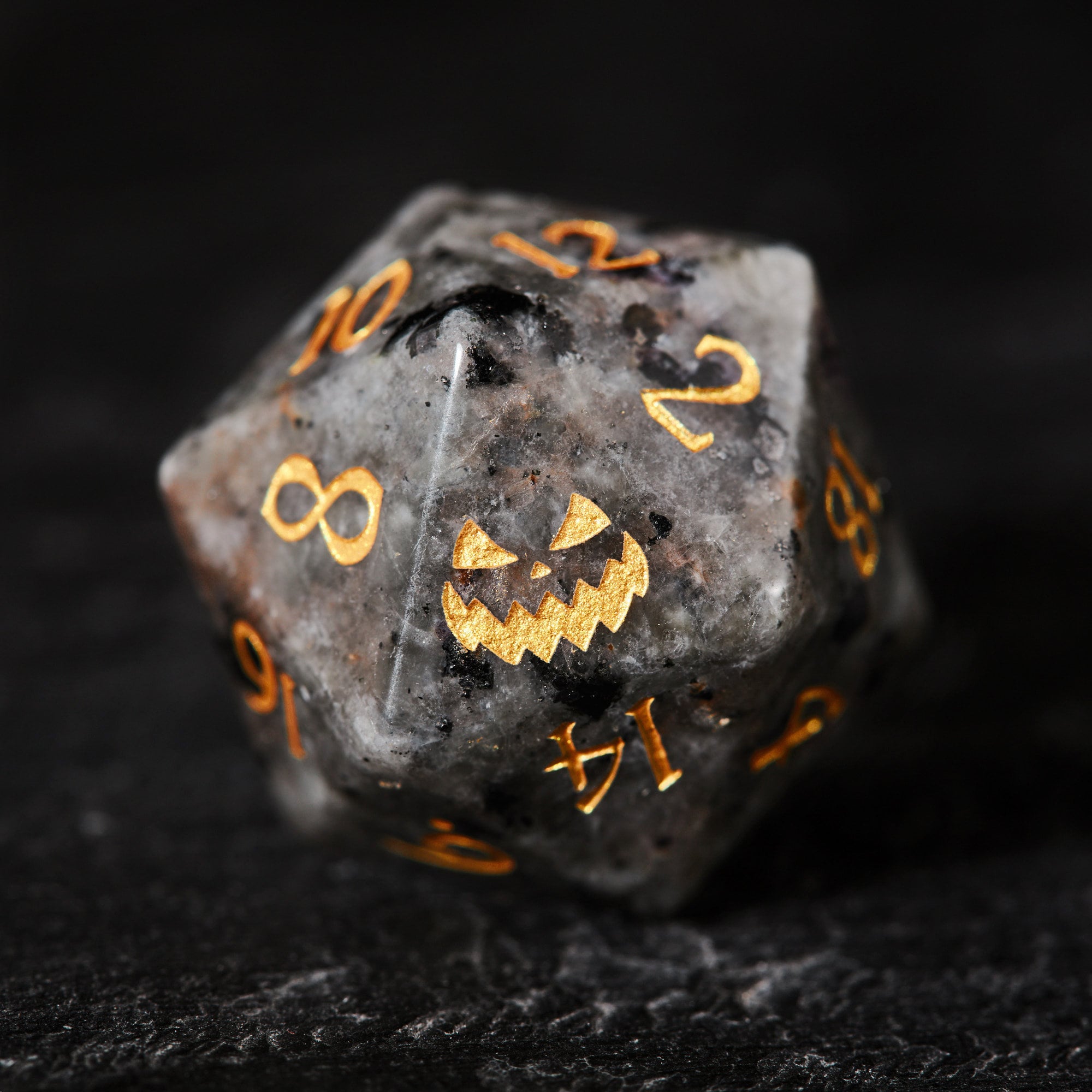 Yooperlite UV Reactive Gemstone Halloween Pumpkin DnD D&D Dice Set
